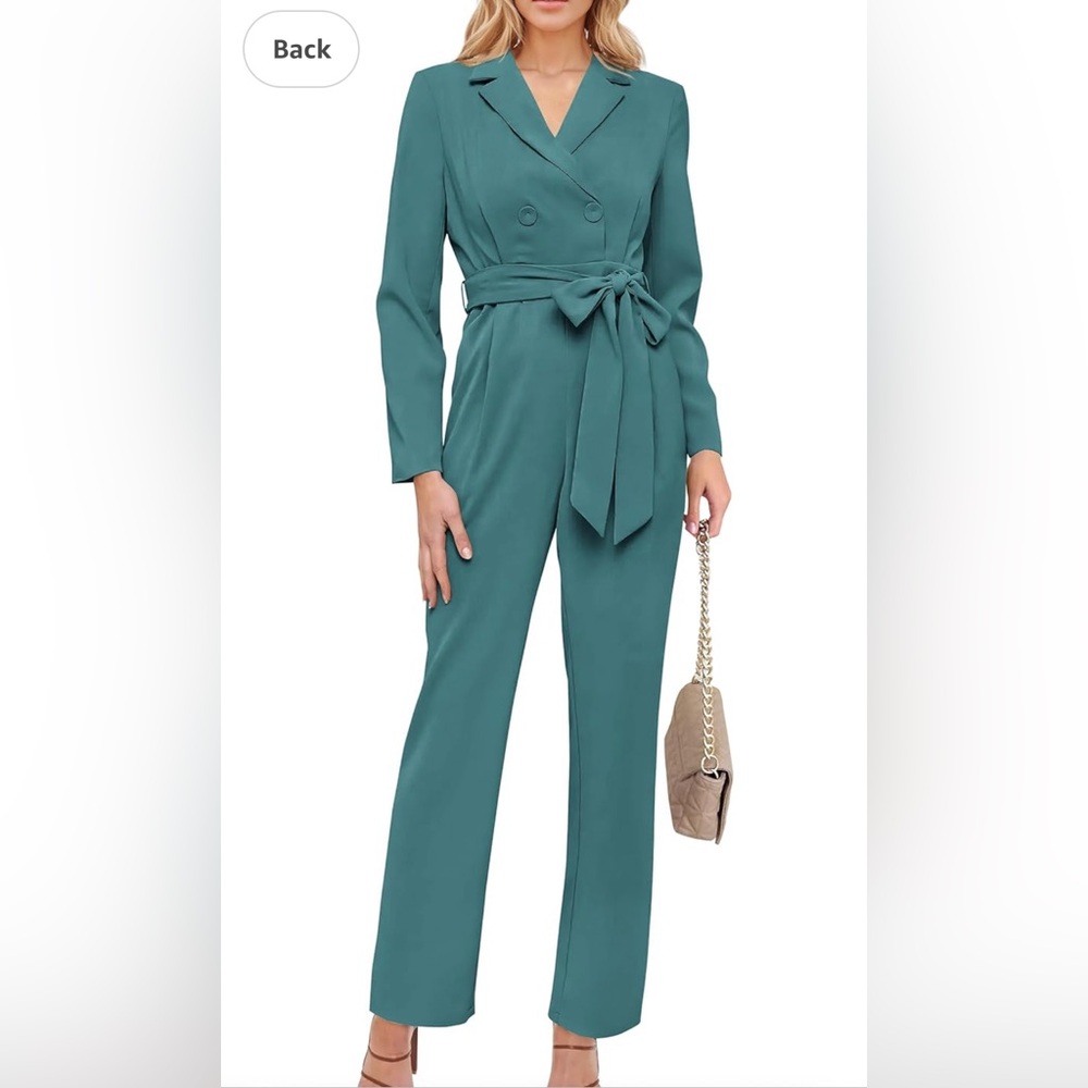 NWT PRETTYGARDEN Women's One Piece Long Sleeve Jumpsuit Hunter Green Size XXL